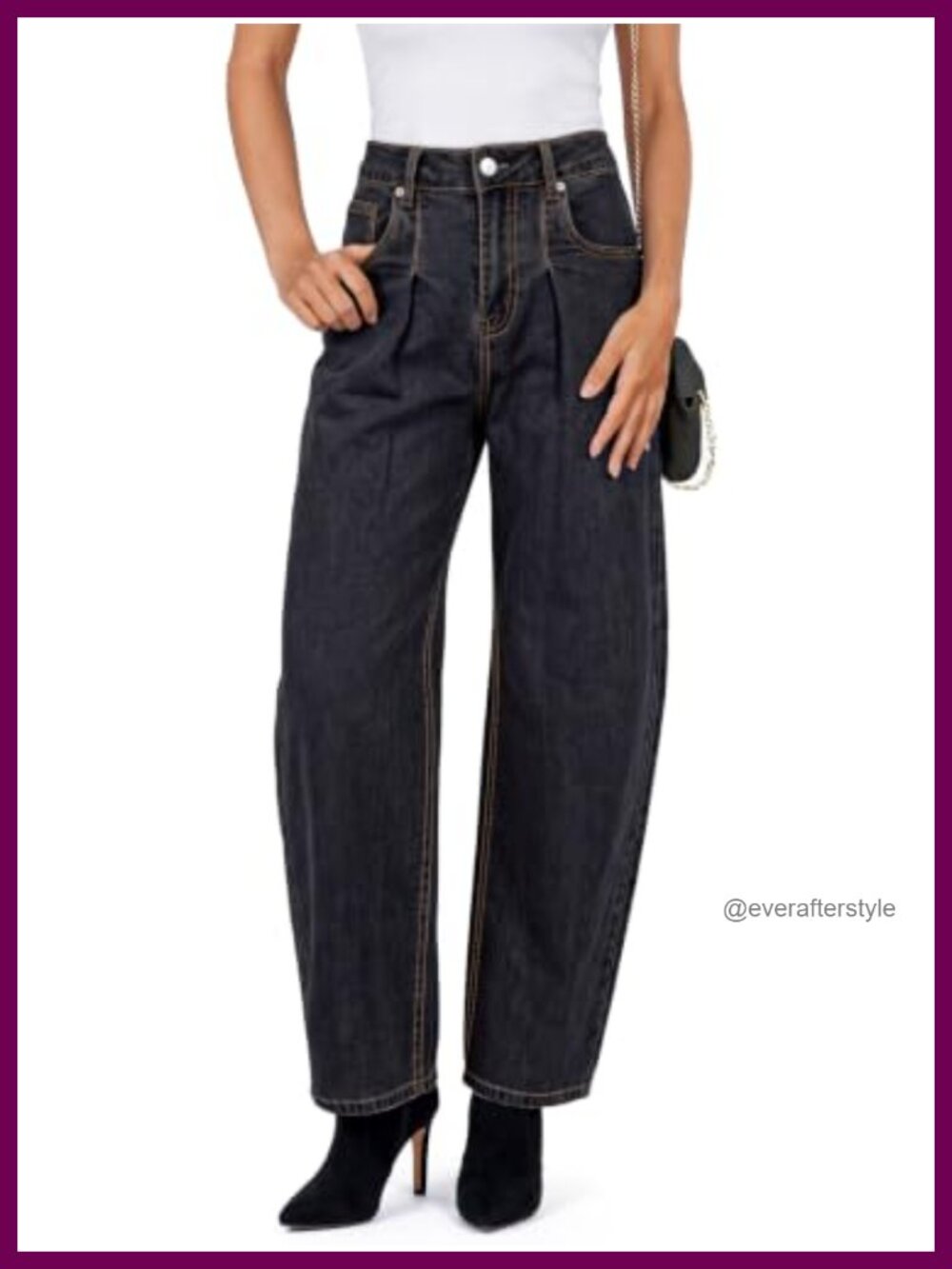 Wide Leg Barrel Jeans High Waisted Baggy Loose Fit Denim Pants